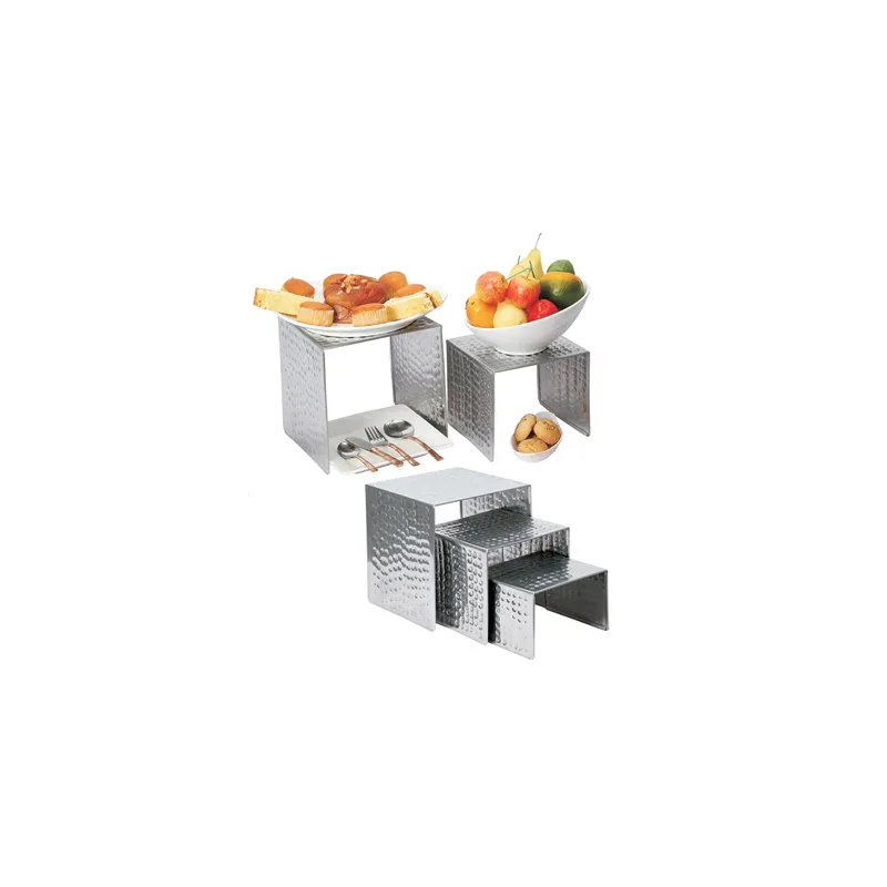 3 U. ÉLÉVATEURS BUFFET   15/18/20 CM ARGENTE INOX (1 UNITÉ)
