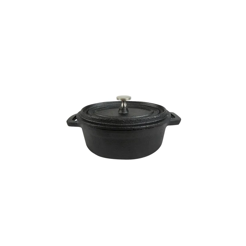 COCOTTE OVALE AVEC COUVERCLE  450 ML 15,3(19)x10x6,3 CM NOIR FER (6 UNITÉ)