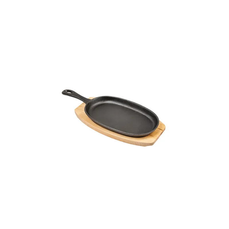 ASSIETTE CHAMPÊTRE + SUPPORT EN BOIS   23,5x13,5 CM NOIR FER (8 UNITÉ)