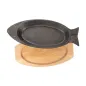 ASSIETTE POISSON + SUPPORT EN BOIS 32x13 CM NOIR FER (8 UNITÉ) ASSIETTE POISSON + SUPPORT EN BOIS