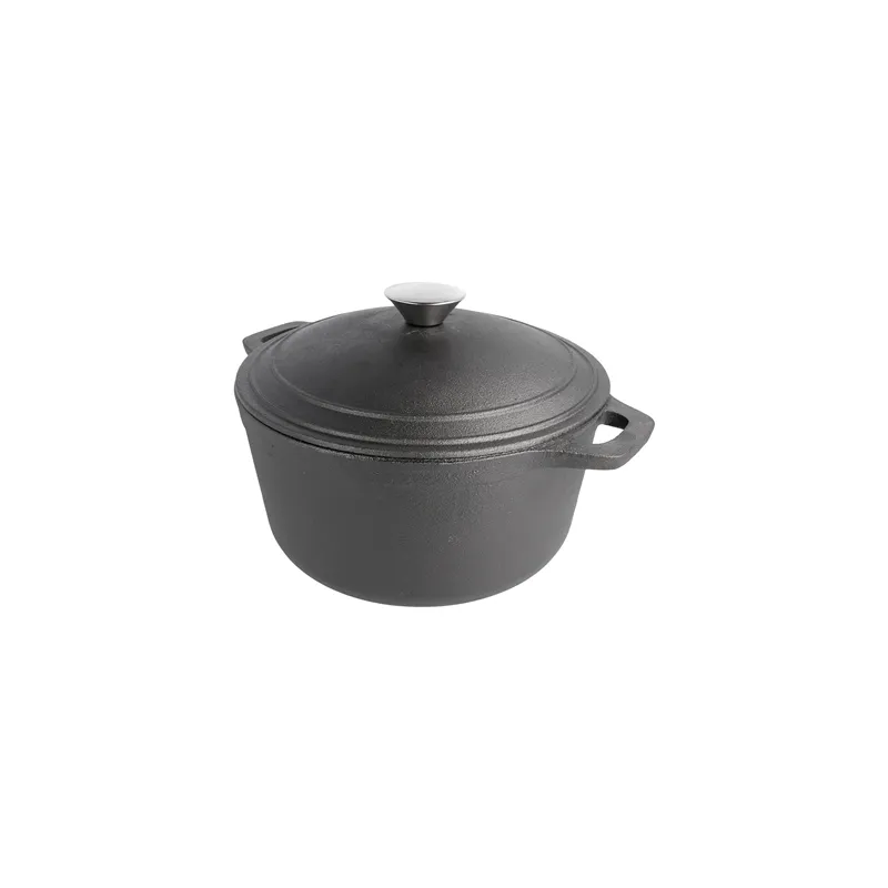 COCOTTE RONDE AVEC COUVERCLE  4800 ML Ø 25,5(33)x12,5 CM NOIR FER (2 UNITÉ)