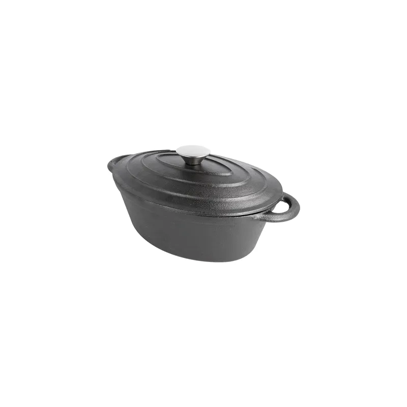 COCOTTE OVALE AVEC COUVERCLE  3500 ML 29(36)x21x10,9 CM NOIR FER (3 UNITÉ)