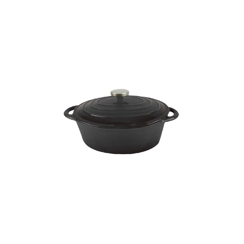COCOTTE OVALE AVEC COUVERCLE  4500 ML 30,5(37,5)x23x11,5 CM NOIR FER (2 UNITÉ)