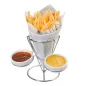 STANDS INOX+1 CÔNE+2 RAMEQUINS Ø 12x22,5 CM BLANC PORCELAINE (12 UNITÉ) STANDS INOX+1 CÔNE+2 RAMEQUINS