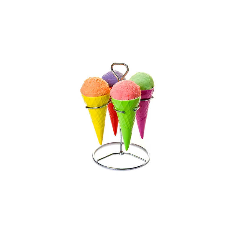 STANDS INOX+4 CÔNES GLACES Ø 7x14,8 CM ASSORTI PORCELAINE (6 UNITÉ) STANDS INOX+4 CÔNES GLACES Ø 7x14,8 CM ASSORTI PORCELAINE (6 UNITÉ)