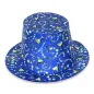 HAUTS DE FORME HOLOGRAPHIQUES BLEU CARTON (12 UNITÉ) HAUTS DE FORME HOLOGRAPHIQUES