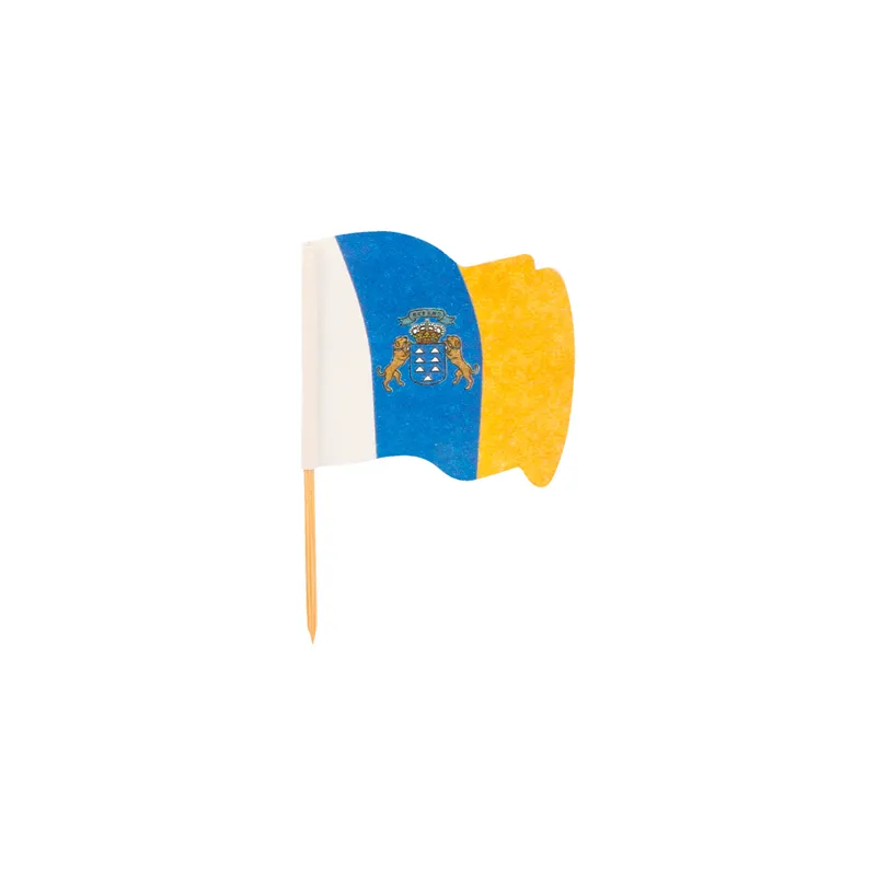 PETITS DRAPEAUX CANARIAS  4x3/6,5 CM ASSORTI BOIS (144 UNITÉ)