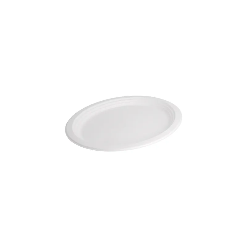 ASSIETTES OVALES BIONIC  32x25,5x2,1 CM BLANC BAGASSE (500 UNITÉ)