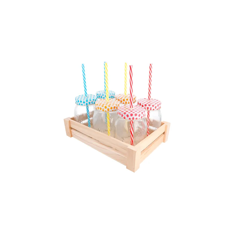 SET 6 PICHETS+PAILLE AVEC BOÎTE  530 ML Ø 8,8x13,3 CM TRANSPARENT VERRE (6 UNITÉ)