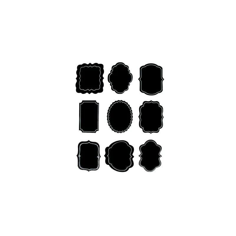 2H. 18U. ÉTIQUETTES FORMES VARIÉES   NOIR VINYL (12 UNITÉ)