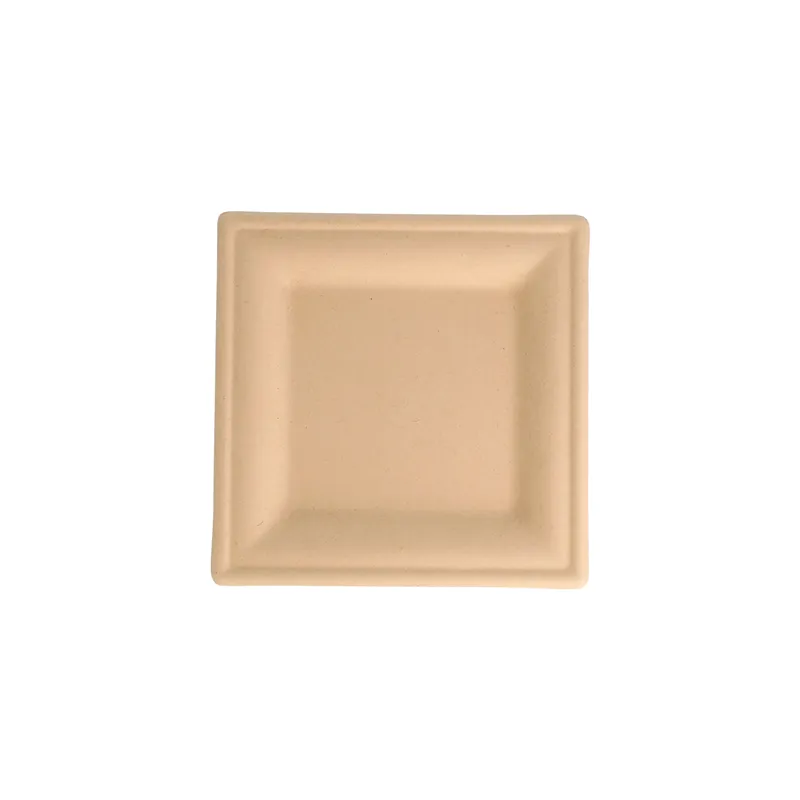 ASSIETTES CARRÉES BIONIC  16x16x1 CM NATUREL BAGASSE (1000 UNITÉ)