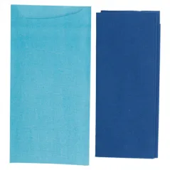 SACS COUVERTS + SERV. AIRLAID BLEU