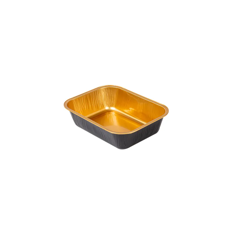 RÉCIPIENTS PÂTISSERIE  280 ML 13,5x10,2x3,5 CM OR/NOIR ALUMINIUM (100 UNITÉ)