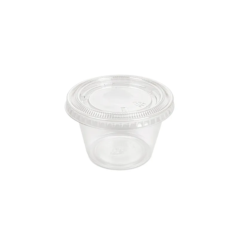 50 PETITS POTS + 50 COUVERCLES  120 ML Ø7,4x4,6 CM TRANSPARENT PP (24 UNITÉ)