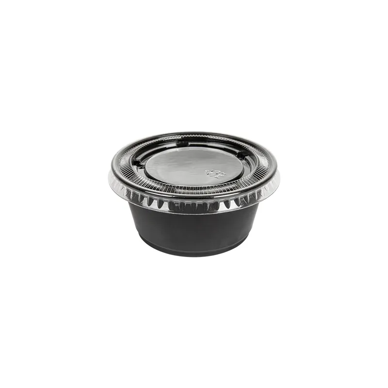 50 PETITS POTS + 50 COUVERCLES  100 ML Ø7,4x3,5 CM NOIR PP (24 UNITÉ)