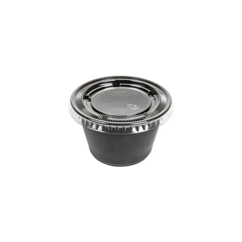 50 PETITS POTS + 50 COUVERCLES  120 ML Ø7,4x4,6 CM NOIR PP (24 UNITÉ)