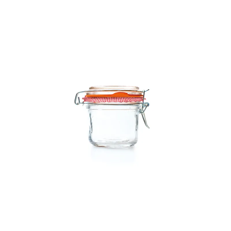 POT FERMETURE CLIP + PAPIER VICHY WAKI GLASS 200 ML Ø 8x8,5 CM TRANSPARENT VERRE (48 UNITÉ)