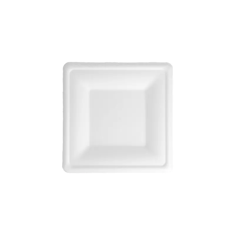 ASSIETTES CARRÉES BIONIC  16x16x1,5 CM BLANC BAGASSE (500 UNITÉ)