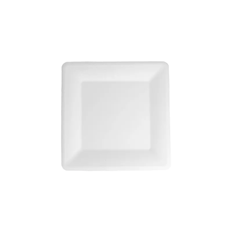 ASSIETTES CARRÉES BIONIC  26,2x26,2x1,9 CM BLANC BAGASSE (300 UNITÉ)