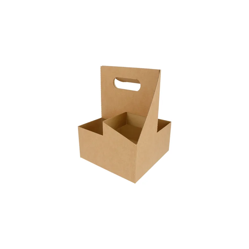 PORTE-GOBELETS, 4 GOBELETS THEPACK  18x18x24 CM NATUREL CARTON MICROCANAL (200 UNITÉ)