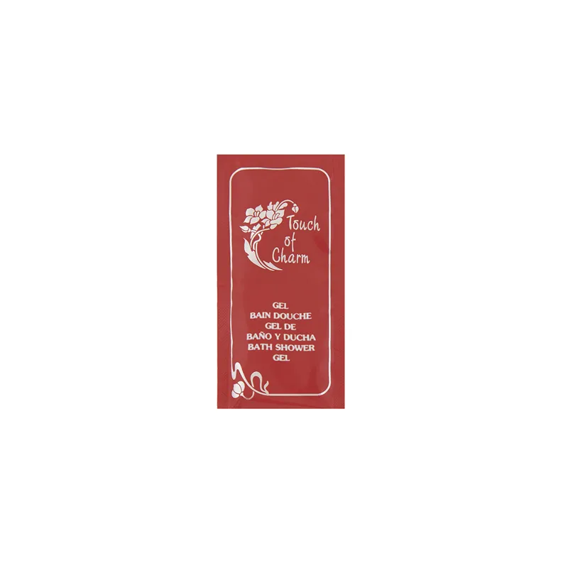 SACHETS GEL DOUCHE 'TOUCH OF CHARM' 10 ML 5x10 CM BORDEAUX PET (1000 UNITÉ)