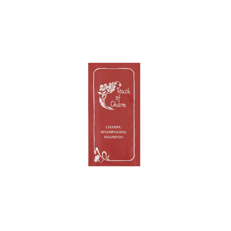 SACHETS SHAMPOOING 'TOUCH OF CHARM' 10 ML 5x10 CM BORDEAUX PET (1000 UNITÉ)