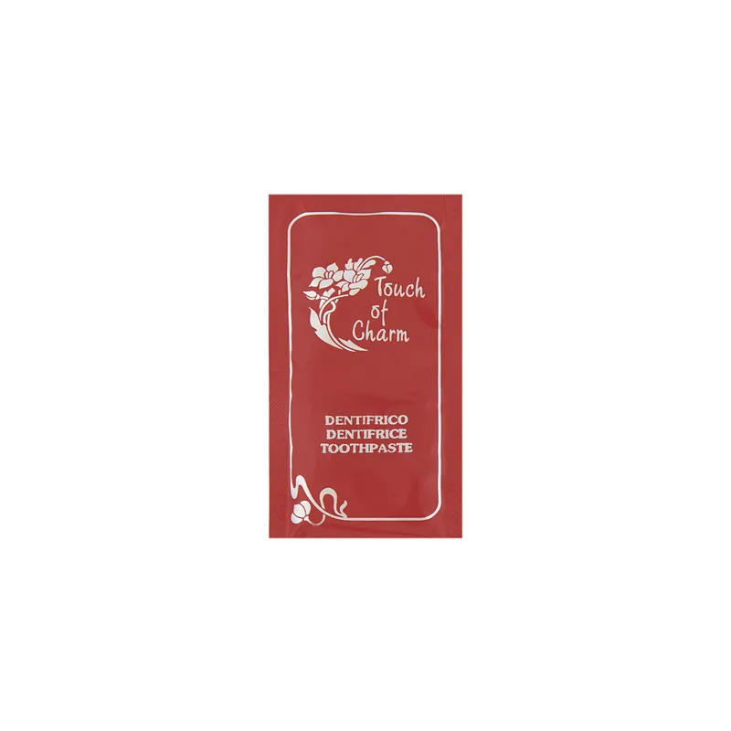 SACHETS DENTIFRICE 'TOUCH OF CHARM' 3 ML 4,5x8 CM BORDEAUX (500 UNITÉ) SACHETS DENTIFRICE 'TOUCH OF CHARM' 3 ML 4,5x8 CM BORDEAUX (500 UNITÉ)