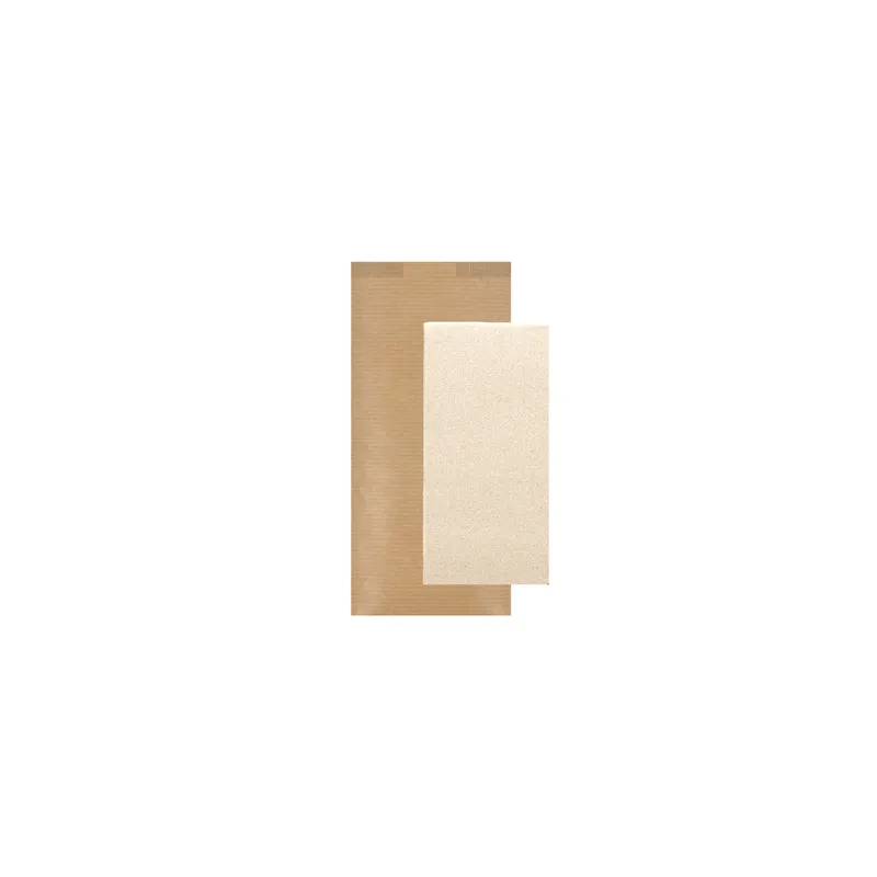 SERVIETTES D.P RECYCLÉES EMBALLÉES JUST IN TIME  40 + 10PE G/M2 11x25 CM NATUREL KRAFT VERGÉ (300 UNITÉ)
