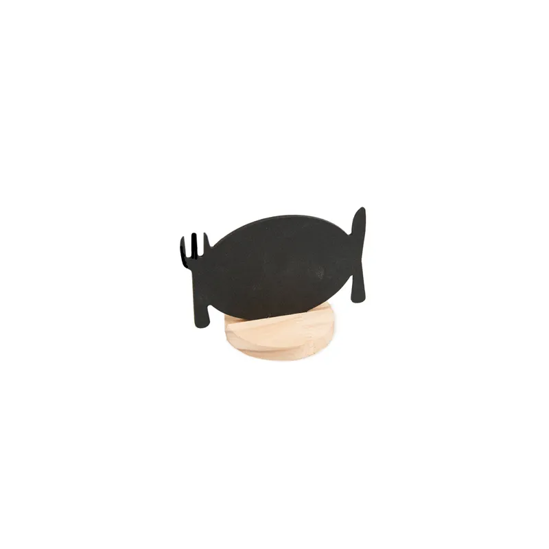 ARDOISES DE TABLE + SUPPORT   12,7x8 CM NOIR BOIS (1 UNITÉ)