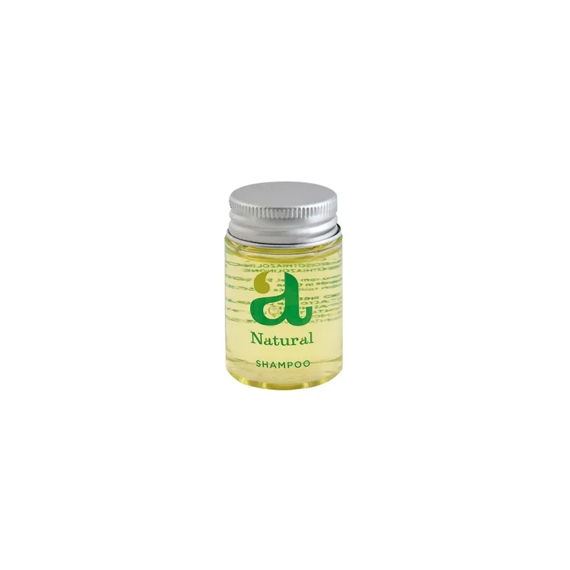 FLACONS SHAMPOOING 'NATURAL' 30 ML Ø3,2x5,2 CM TRANSPARENT PLASTIQUE (300 UNITÉ)