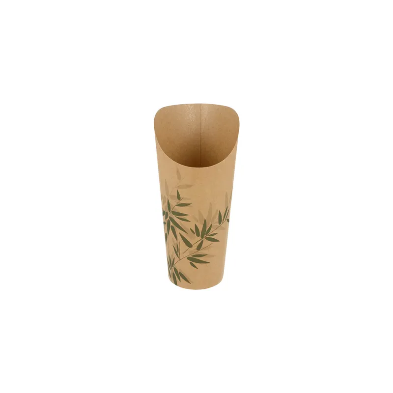 GOBELETS A FRITES OUVERTS FEEL GREEN 22 OZ - 660 ML 200 + 25PE G/M2 Ø8,5x18 CM MARRON CARTON (50 UNITÉ)