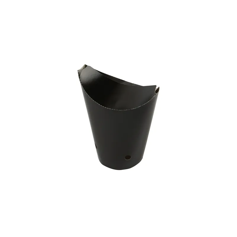 GOBELETS À FRITES AVEC FERMETURE  16 OZ - 480 ML 220 + 18PE G/M2 8,5x14 CM NOIR CARTON (50 UNITÉ)