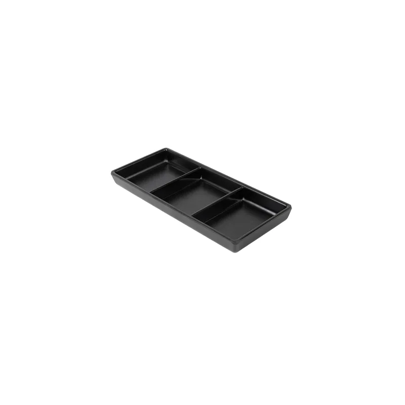RÉCIPIENTS 3 COMPARTIMENTS ASAMI WARE  19,8x8,8x2,5 CM NOIR MÉLAMINE (15 UNITÉ)