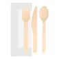 SET 4/1 COUVERTS +SERVIETTE WOOD 'MAKAN' 16 CM NATUREL BOIS (100 UNITÉ) SET 4/1 COUVERTS +SERVIETTE