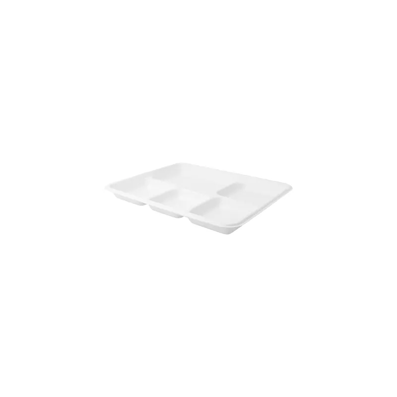 PLATEAUX 5 COMPART. BIONIC  26,5x21,5x2,5 CM BLANC BAGASSE (500 UNITÉ)