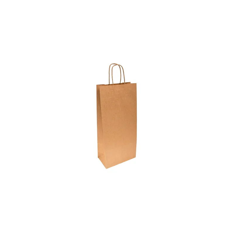 SACS SOS AVEC ANSES 2 BOTEILLES  100 G/M2 18+10x39 CM NATUREL KRAFT (250 UNITÉ)