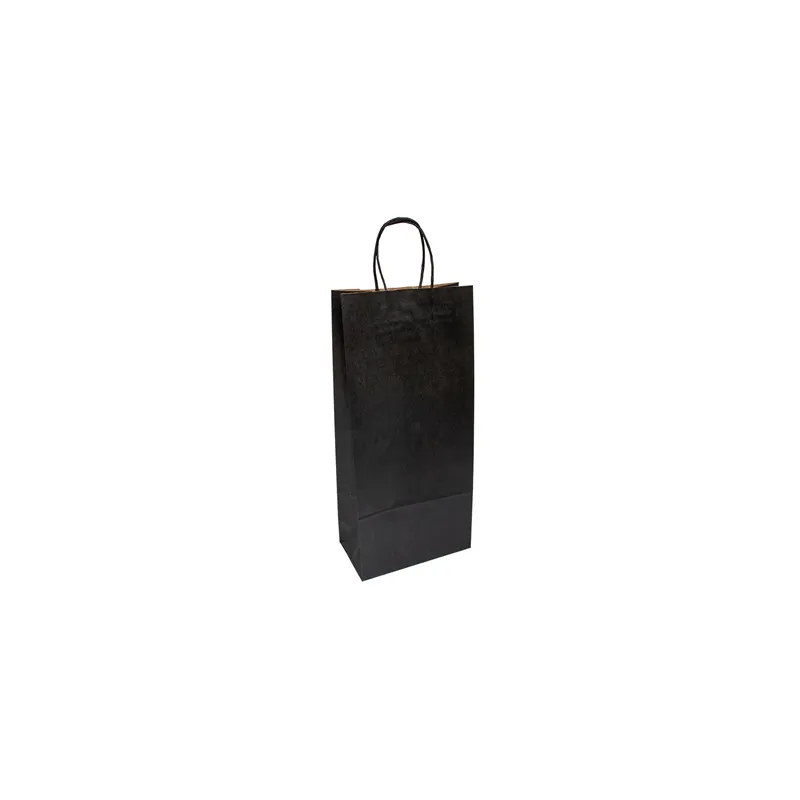 SACS SOS AVEC ANSES 2 BOTEILLES  100 G/M2 18+10x39 CM NOIR KRAFT (250 UNITÉ)