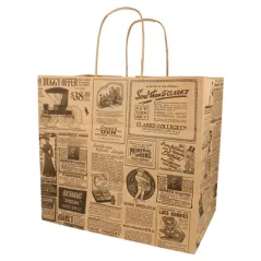 SACS SOS AVEC ANSES "TRAITEUR" 'TIMES' 80 G/M2 26+17x24 CM NATUREL KRAFT (250 UNITÉ)