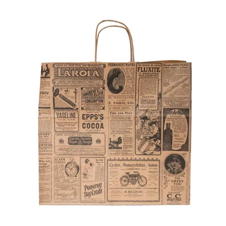 SACS SOS AVEC ANSES "TRAITEUR" 'TIMES' 90 G/M2 36+21x33,5 CM NATUREL KRAFT (250 UNITÉ)