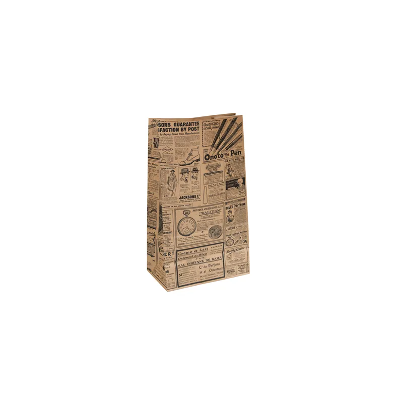 SACS SOS SANS ANSES 'TIMES' 80 G/M2 25+15x43,5 CM NATUREL KRAFT (250 UNITÉ)