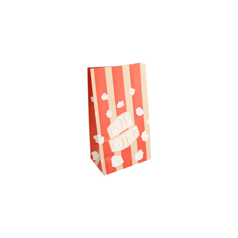 SACS SOS POP CORN 'STRIPES' 2,5 L-85 OZ 70 G/M2 14+8x24 CM NATUREL PARCH.INGRAISSABLE (500 UNITÉ)
