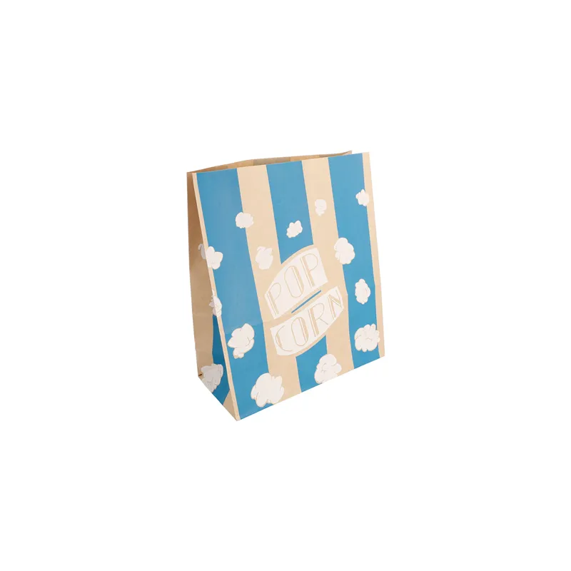 SACS SOS POP CORN 'STRIPES' 3,9 L-130 OZ 80 G/M² 20+9x23,5 CM NATUREL PARCH.INGRAISSABLE (500 UNITÉ)