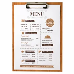 PLANCHE PORTE MENU AVEC PINCE