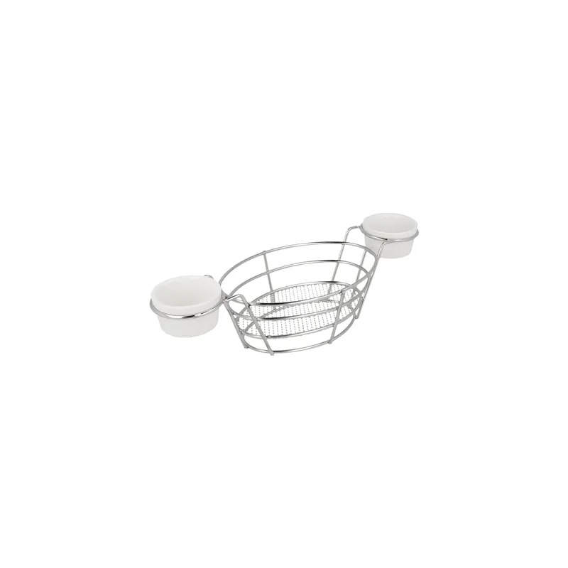 CORBEILLES OVALES + 2 POTS   26x10x5,3 CM CHROME ACIER (6 UNITÉ)