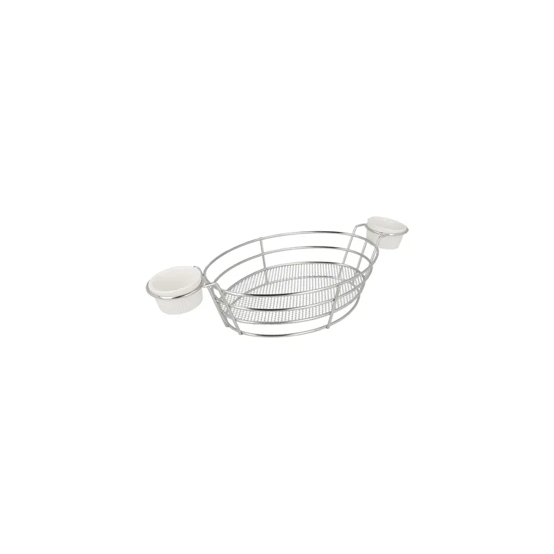 CORBEILLES OVALES + 2 POTS  32,5x15x5,8 CM CHROME ACIER (6 UNITÉ)