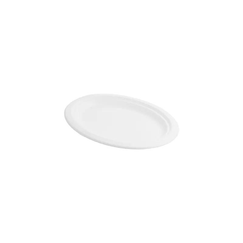 PLATEAUX OVALES BIONIC  26,3x19,9x2 CM BLANC BAGASSE (600 UNITÉ)