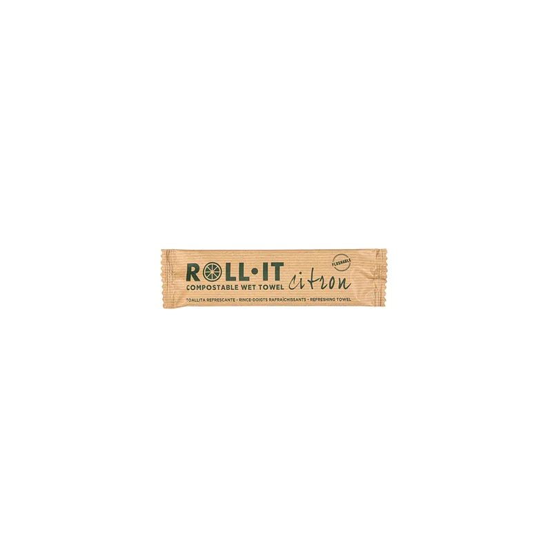 RINCE-DOIGTS FLUSHABLE ROLL-IT 'ROLL-IT CITRON' 50 G/M2 14,5x4 CM BLANC CELLULOSE (1280 UNITÉ)