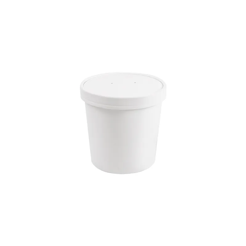 RÉCIPIENTS + COUVERCLES  780 ML - 26 oz 330 + 18 PE G/M2 Ø11,7/9,2x11 CM BLANC CARTON (250 UNITÉ)