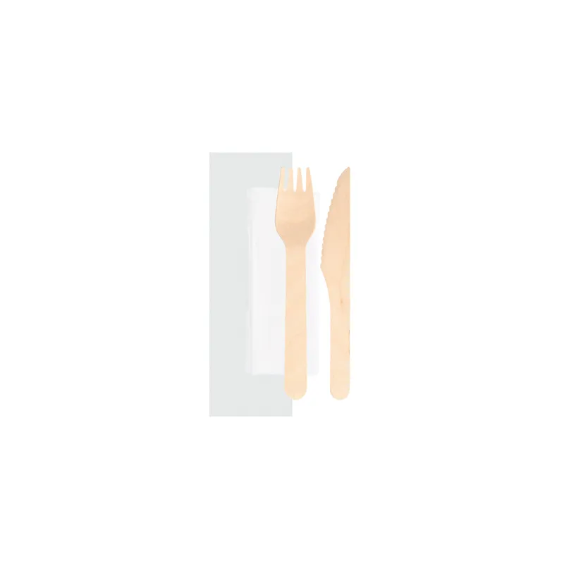 SET 3/1 COUVERTS +SERVIETTE WOOD 'MAKAN'  16 CM NATUREL BOIS (100 UNITÉ)