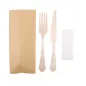 SET 3/1 COUVERTS +SERVIETTE WOOD 'CLASSIC' 20 CM NATUREL BOIS (100 UNITÉ) SET 3/1 COUVERTS +SERVIETTE